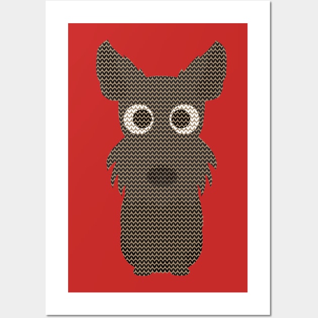 Scottish Terrier Ugly Christmas Sweater Knit Pattern Wall Art by DoggyStyles